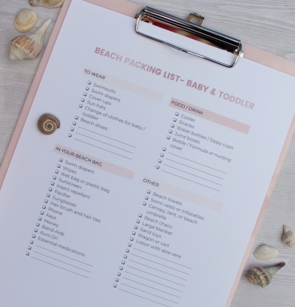 Beach packing list- Baby and toddler [printable checklist ...