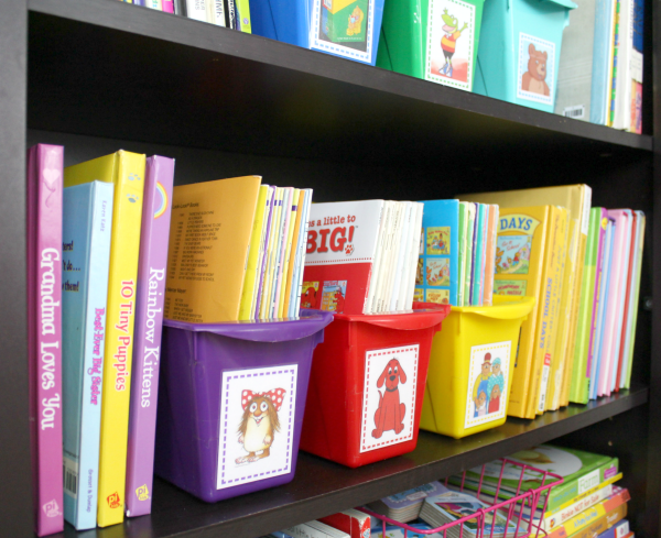 kids book bins