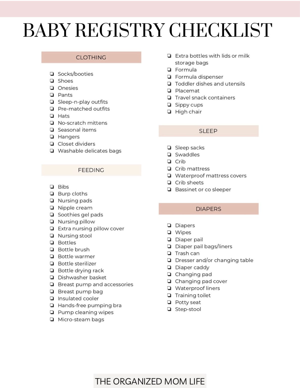 Baby Registry Checklist + More! — The Organized Mom Life