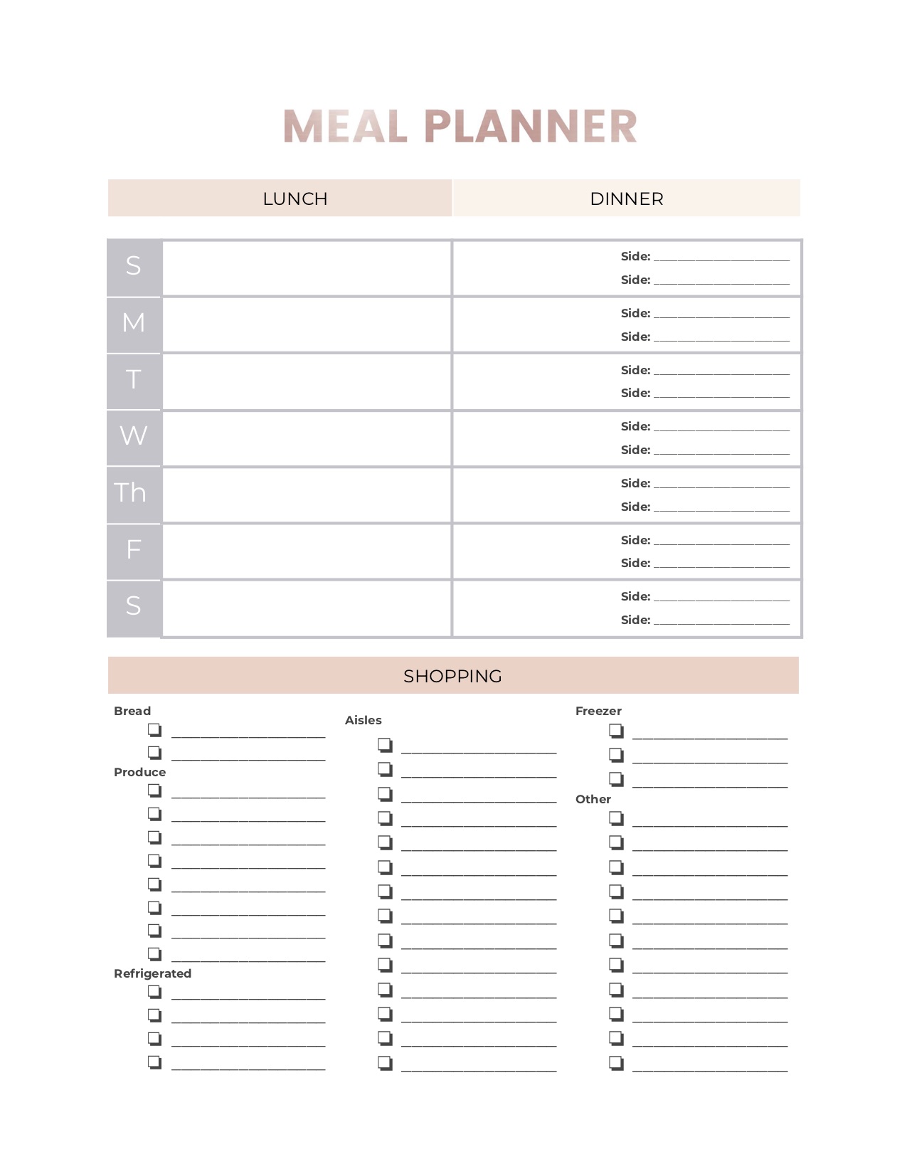 Meal Plan Template — The Organized Mom Life